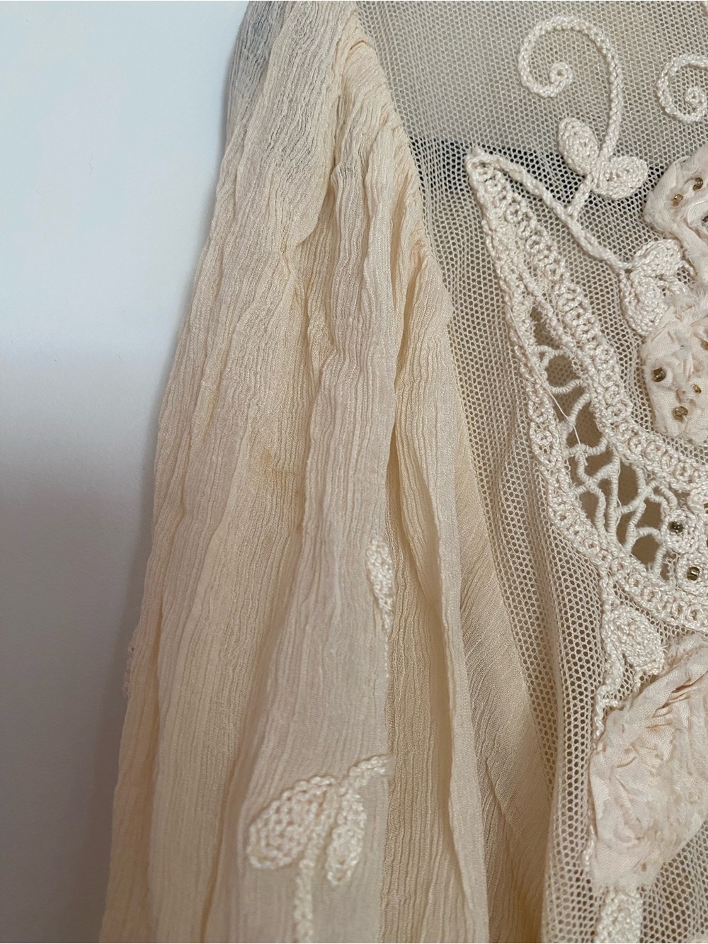 Zara Cream Embroidered Lace Yoke Tunic Top - Picture 7 of 8
